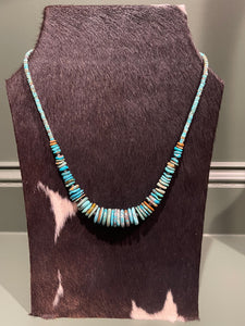 22 inch Graduated Turquoise Tri Color Necklace