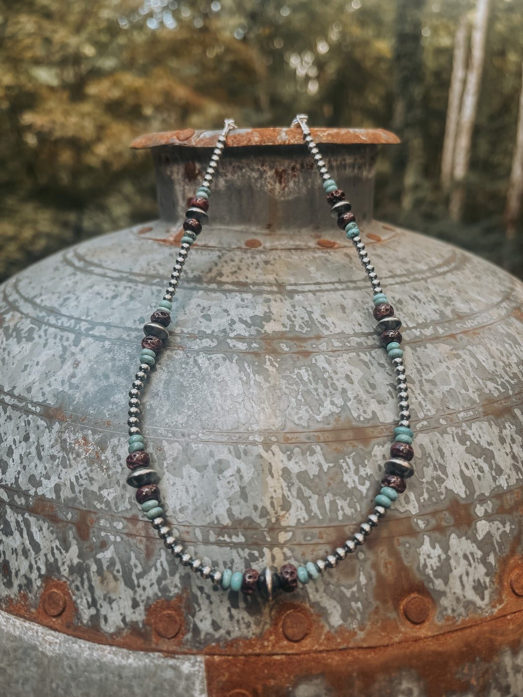 14 inch Navajo Pearls with Turquoise and Purple Spiny Oyster