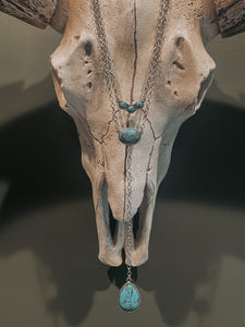 Layered Turquoise Lariat Necklace