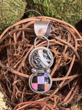 White Buffalo & Aurora Opal Checked Pendant