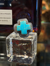 Kingman Turquoise Santa Fe Cross Ring – L. Archuleta – Size 9