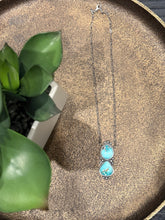 Native-Made Fox Turquoise 2 Stone Necklace – Sterling Silver – Stamped Danny Henio