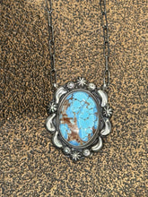 Native-Made Golden Hills Turquoise Bar Necklace – Sterling Silver – Stamped JH
