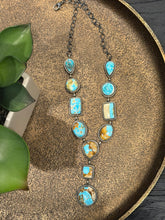 Native-Made Royston Turquoise Lariat Necklace &amp; Earring Set – Statement Piece