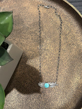 Native-Made White Water Turquoise Sterling Silver Feather Necklace – Stamped KM