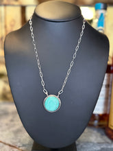 Blue-Green Round Turquoise Necklace – Sterling Silver