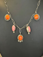 Orange Spiny & Pink Conch Dangle Necklace – Sterling Silver