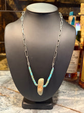 African Turquoise Bead & Large Stone Necklace