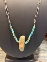 African Turquoise Bead & Large Stone Necklace