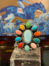 Rainbow Multi-Stone Adjustable Ring | Native Made Sterling Silver (Size 7+)
