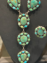 Sonoran Gold Turquoise Cluster Statement Lariat Necklace & Earring Set – Native Made by G. James