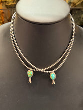 Sonoran Gold Turquoise Blossom Pendant on Pearl Necklace – Native Made by G. Rios