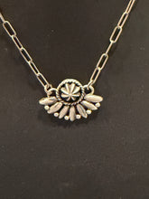 Sterling Silver Half Cluster Turquoise Necklace – Native Made by H. Tahe