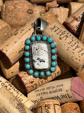 White Buffalo & Turquoise Pendant by S | Native-Made Sterling Silver