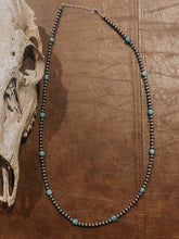 28 inch 5mm Navajo Pearl and Turquoise Necklace