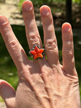 Orange Spiny Oyster Ring Size 8 by LAJR | Native-Made Sterling Silver