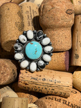 White Buffalo & Turquoise Cluster Adjustable Ring