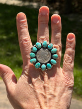 Turquoise Cluster Coin Ring – Size 8