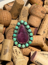 Purple Spiny & Turquoise Statement Ring – Adjustable