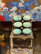 6-Stone Turquoise Adjustable Ring | Native Made Sterling Silver | Stamped L Ramone