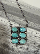 6-Stone Turquoise Necklace | Native Made Sterling Silver | Stamped L Ramone