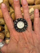 White Buffalo Coin Ring | Size 8 Sterling Silver | Native Made Stamped Eli Skeets