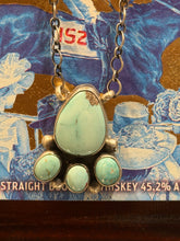 4-Stone Turquoise Necklace | Native Made Sterling Silver | Stamped Jameson Garcia