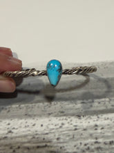 Single Stone Turquoise Cuff Bracelet | Flexible Native Made Sterling Silver