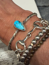 Single Stone Turquoise Cuff Bracelet | Flexible Native Made Sterling Silver