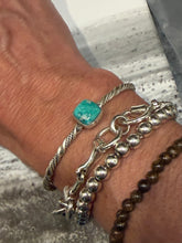 Single Stone Turquoise Cuff Bracelet | Flexible Native Made Sterling Silver