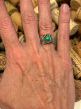 Royston Turquoise Ring | Size 7 Thick Band Sterling Silver | Native Made Izzy Manuelito