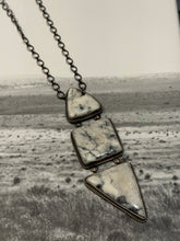 White Buffalo Lariat Necklace | 3 Stone Sterling Silver | Native Made Stamped P Skeets