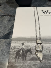 White Buffalo Lariat Necklace | 3 Stone Sterling Silver | Native Made Stamped P Skeets
