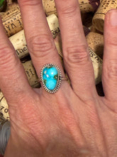 Sonoran Turquoise Ring | Size 8 Sterling Silver | Native Made Stamped G Rios