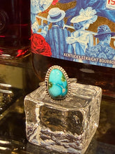 Sonoran Turquoise Ring | Size 8 Sterling Silver | Native Made Stamped G Rios