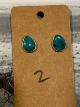 Turquoise Stud Earrings | Native Made Sterling Silver | Stamped B Begay