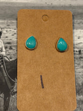 Turquoise Stud Earrings | Native Made Sterling Silver | Stamped B Begay