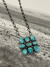 20" 9-Stone Turquoise Necklace | Native Made Sterling Silver | Stamped Sharon Francisco