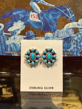 Small Turquoise Cluster Studs | Native Made Sterling Silver Earrings