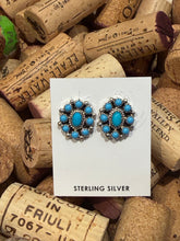 Small Turquoise Cluster Studs | Native Made Sterling Silver Earrings