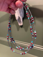 14 inch 3mm Navajo Pearl choker with Turquoise and Purple Spiny Oyster