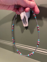 14 inch 3mm Navajo Pearl choker with Turquoise and Purple Spiny Oyster