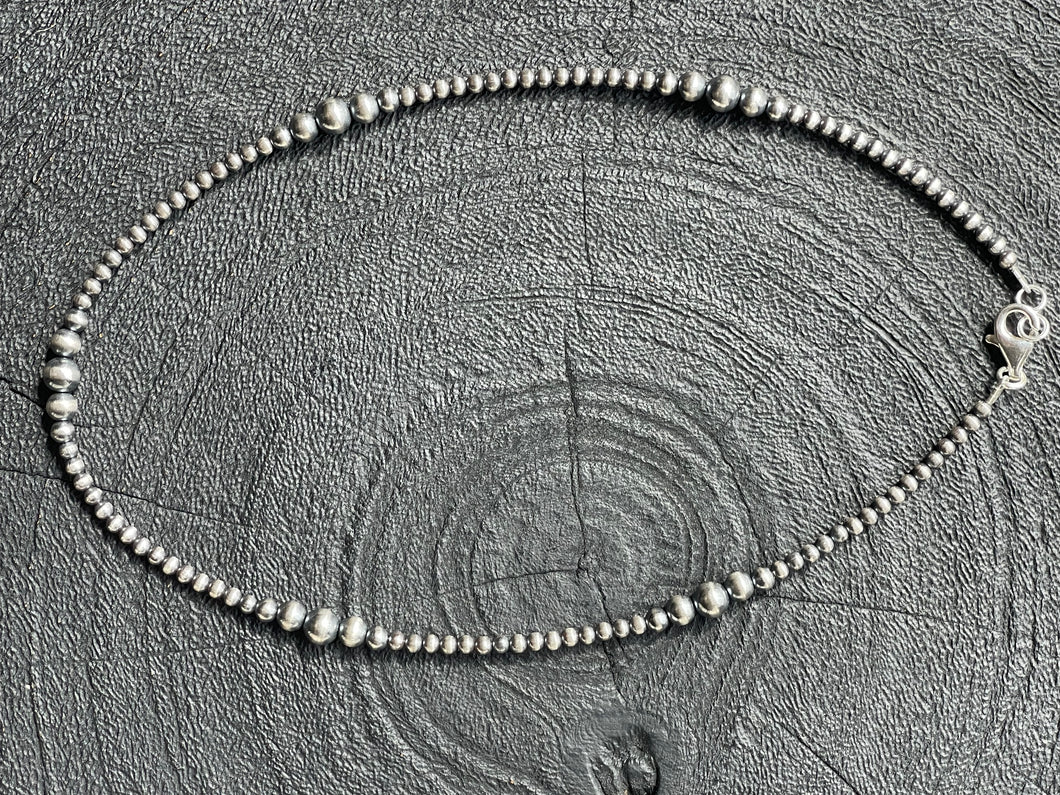 18 inch Graduated sterling silver beads