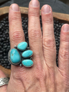 4 Stone Turquoise Adjustable Ring Native Made