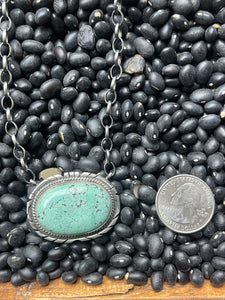 Blue Green Turquoise Oval Necklace