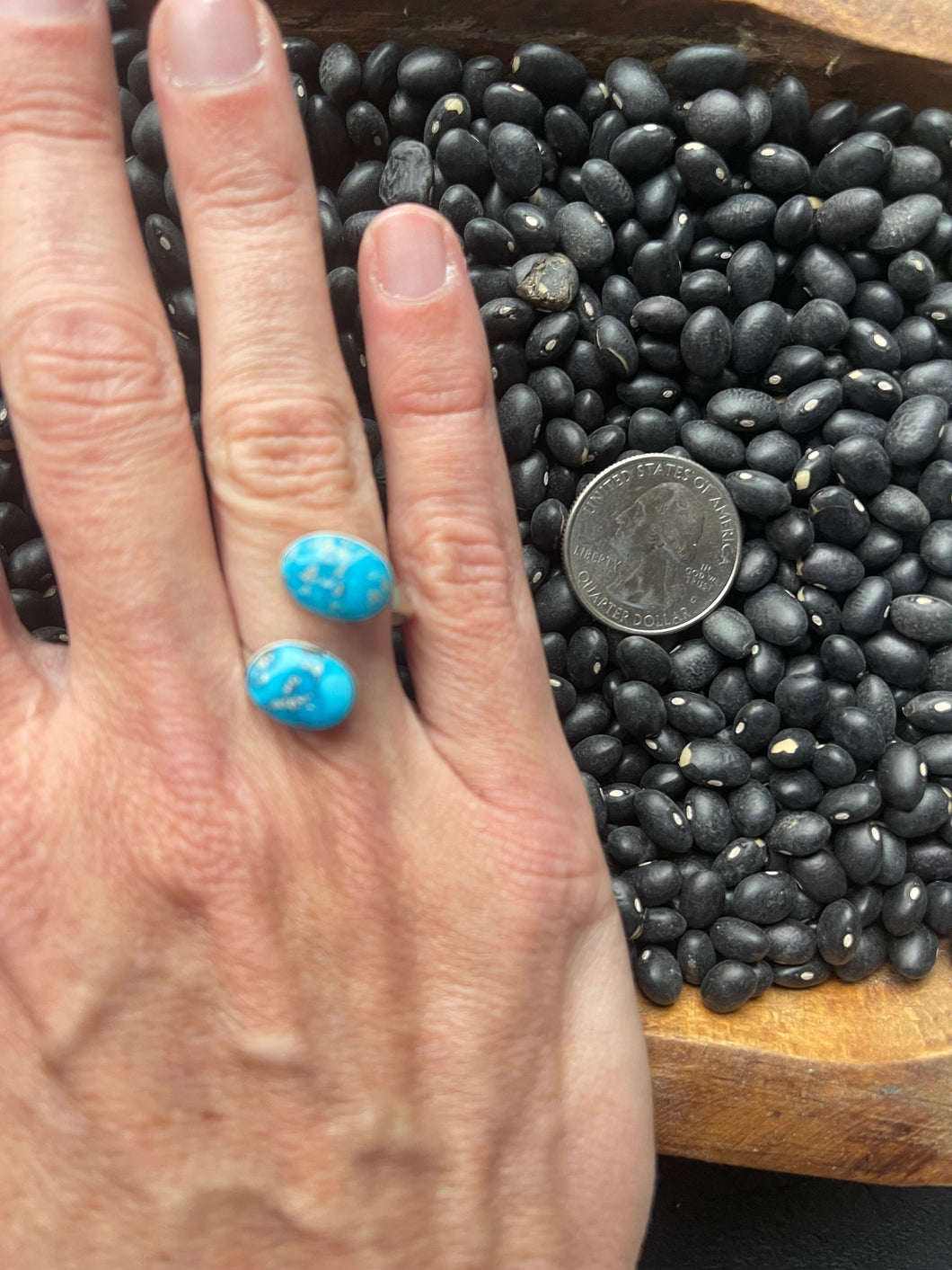 2 Stone Turquoise Adjustable Ring Option 2
