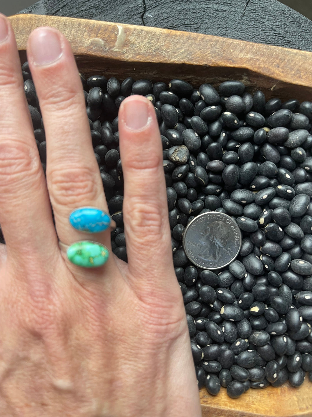 2 Stone Turquoise Adjustable Ring Option 4