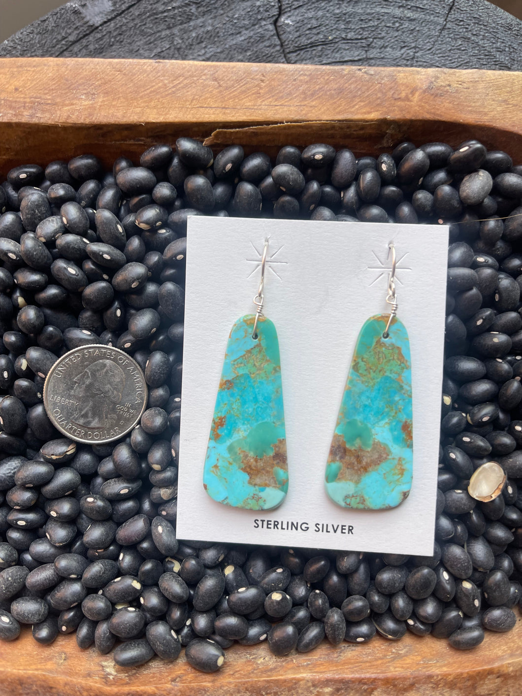Turquoise Slab Dangle Earrings
