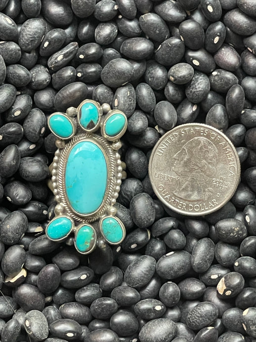 Blue Turquoise Adjustable Ring Native Made