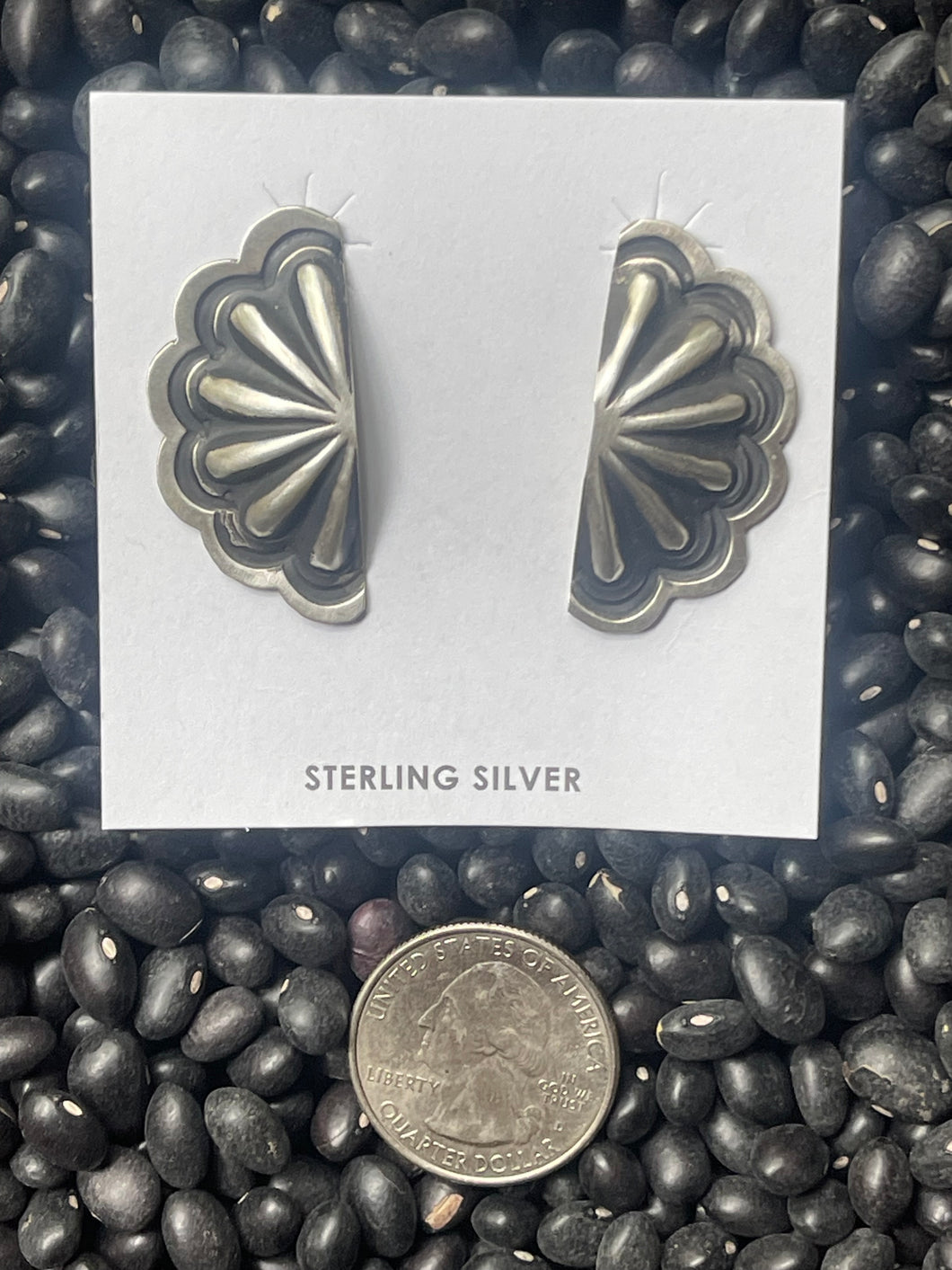 Sterling Silver Half Cluster Earrings